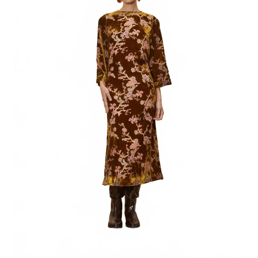 NEW LA MAISE bianca velvet midi dress in hydrangea